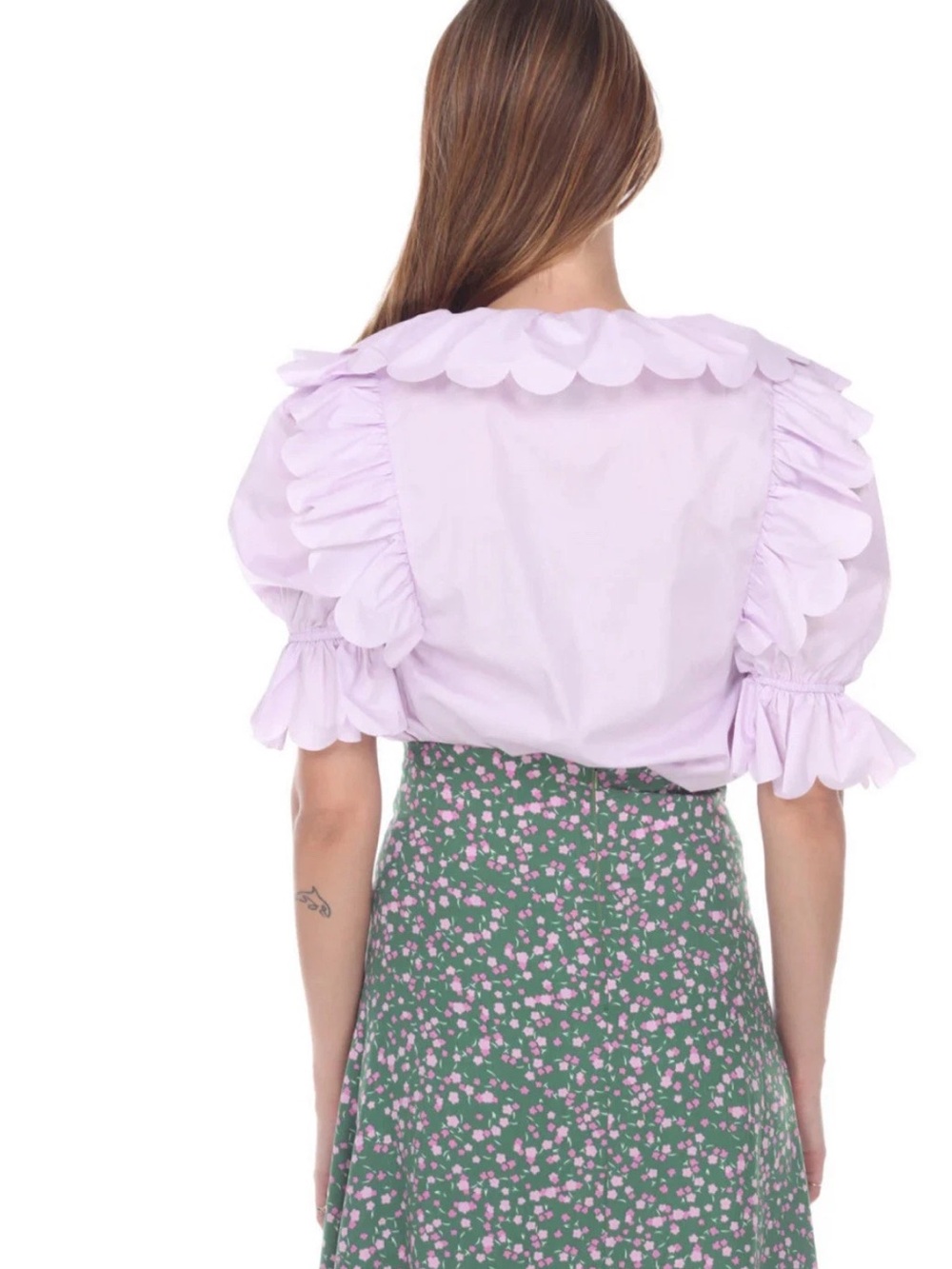 NWT Zero Degrees Celsius Petals Top Blouse In Lilac Sz XS Cotton $155 D23